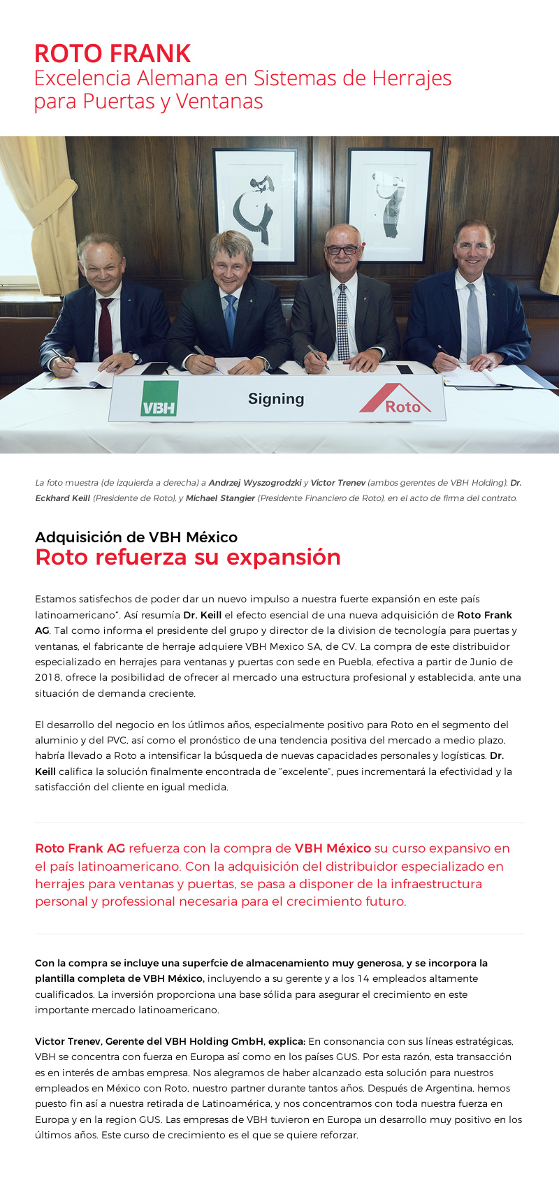 Novedades Junio 2018 Roto Frank - Adquisicion VHB Mexico.
