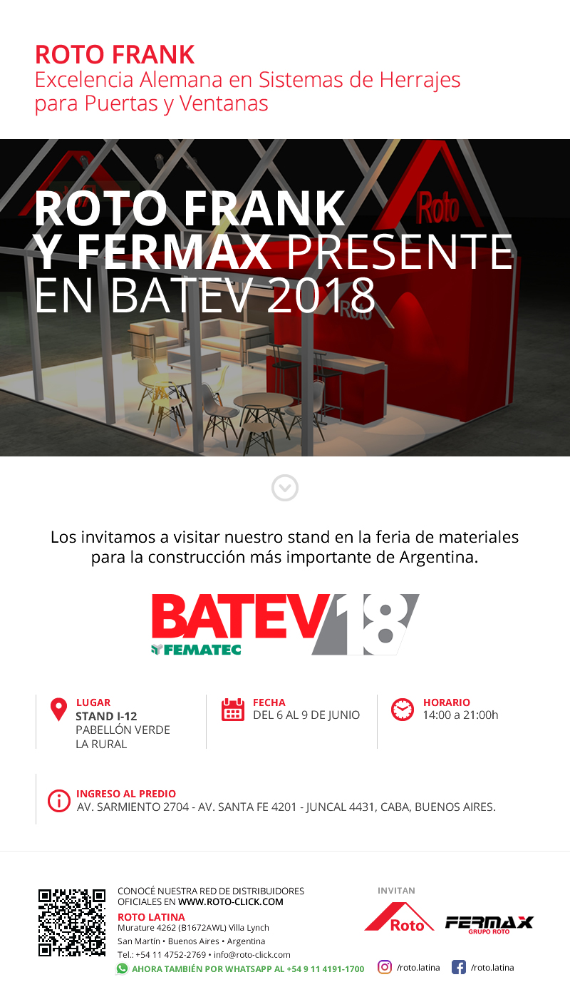 Novedades Mayo 2018 Roto Frank - Invitación BATEV 2018.
