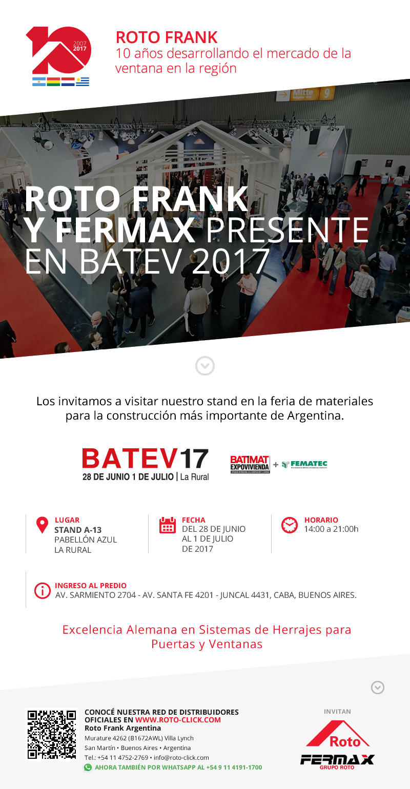 Novedades Abril 2017 Roto Frank - Invitacion BATEV 2017.