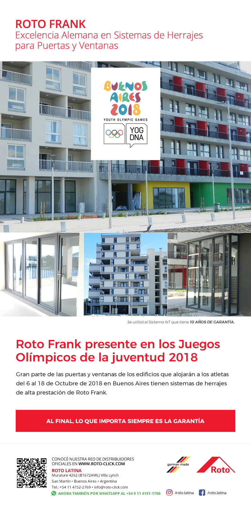 Novedades Agosto 2018 Roto Frank - Roto Frank presente en los Juegos Olimpicos de la Juventud 2018.