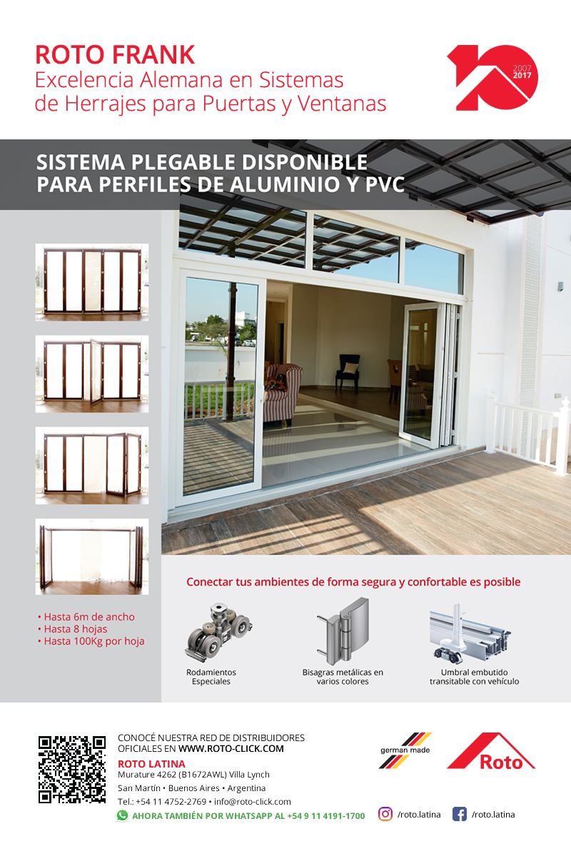 Novedades Marzo 2018 Roto Frank - Sistema Plegable Disponible para Perfiles de Aluminio y PVC.