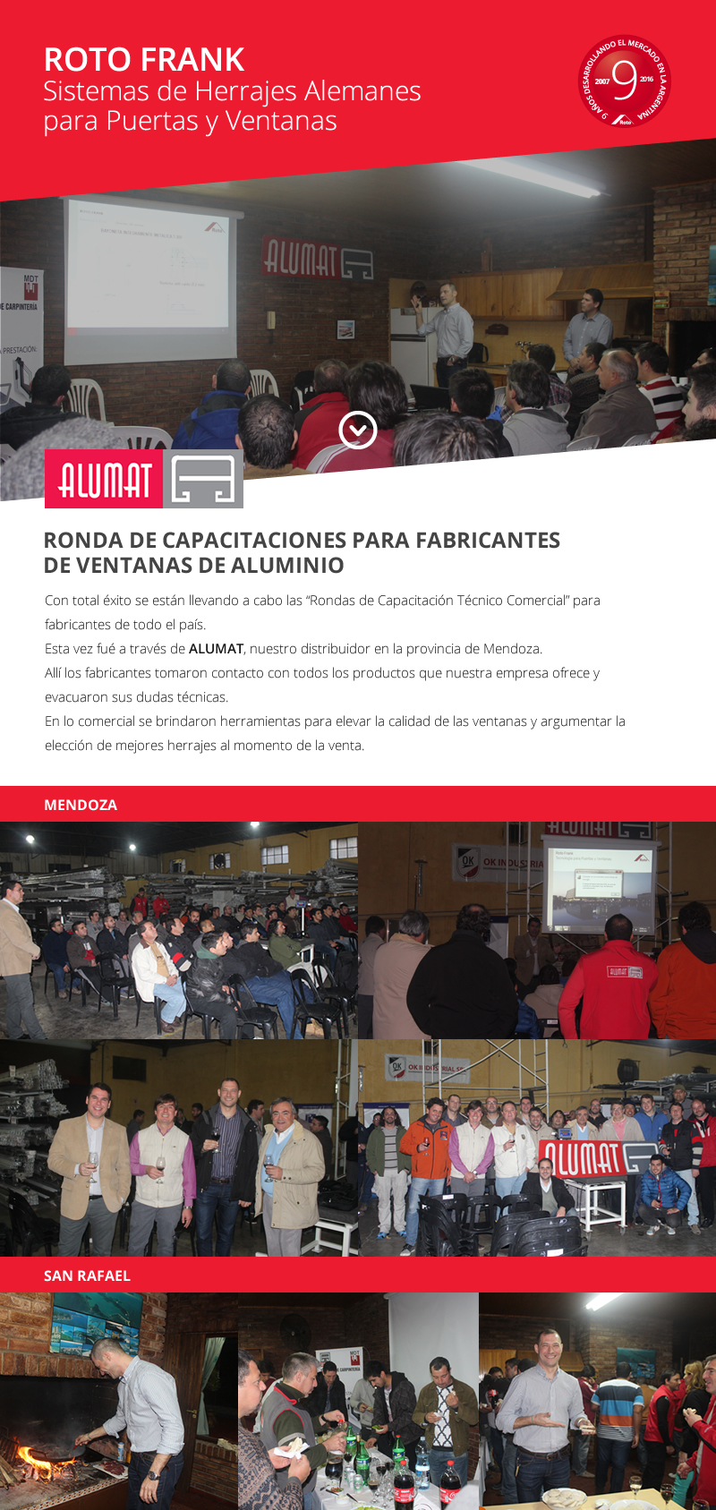 Novedades Roto Frank - RONDA DE CAPACITACIONES PARA FABRICANTES DE VENTANAS DE ALUMINIO.